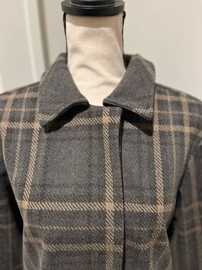 Banana Republic Gray Plaid Peacoat
